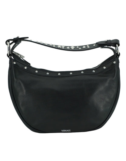 Versace Elegant Black Leather Hobo Shoulder Bag - Sandy Store ByNet
