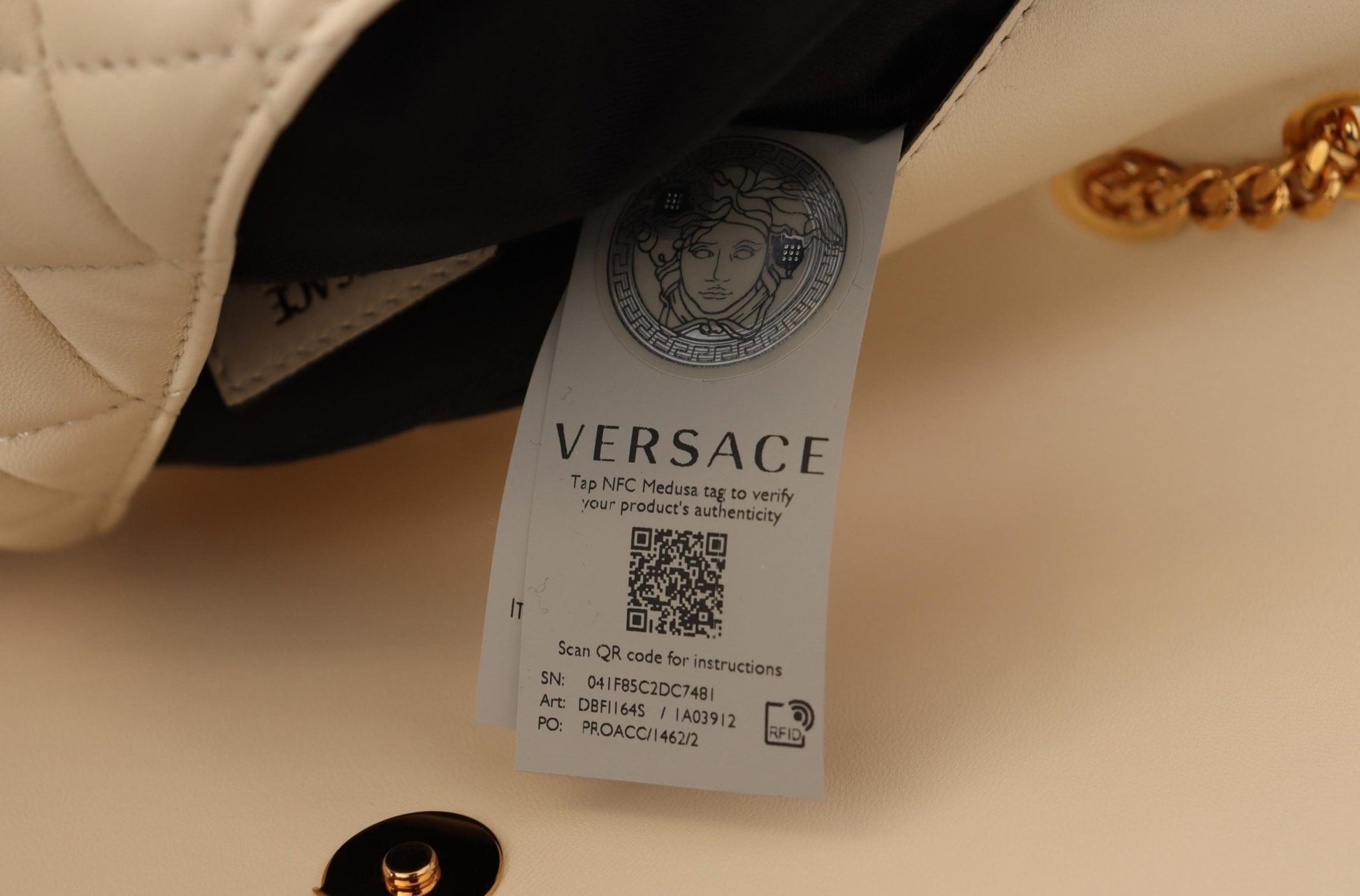 Versace Elegant White Nappa Leather Shoulder Bag - Sandy Store ByNet