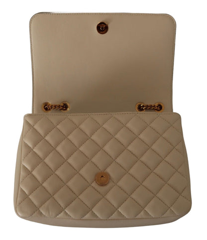 Versace Elegant White Nappa Leather Shoulder Bag - Sandy Store ByNet