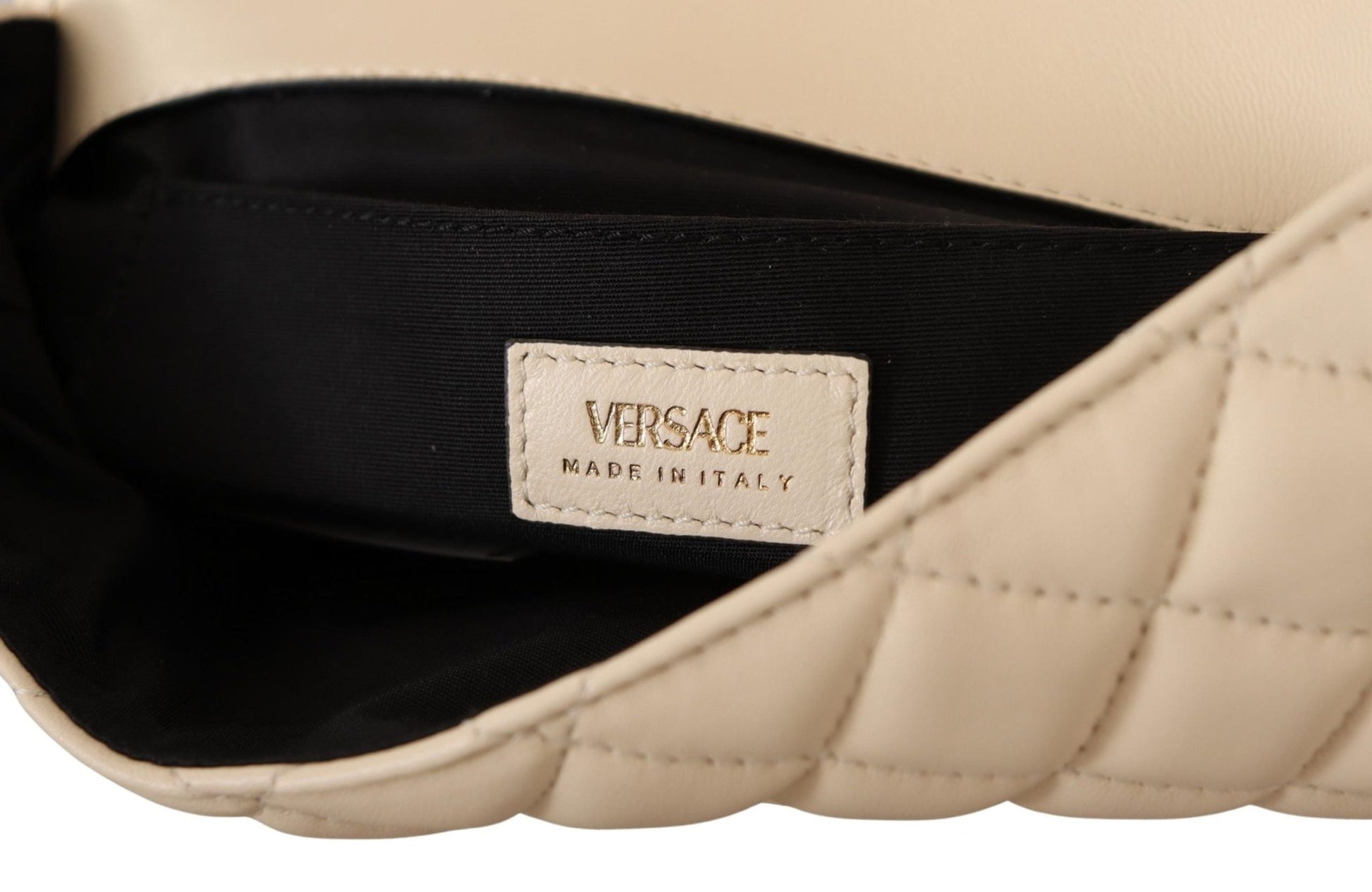 Versace Elegant White Nappa Leather Shoulder Bag - Sandy Store ByNet