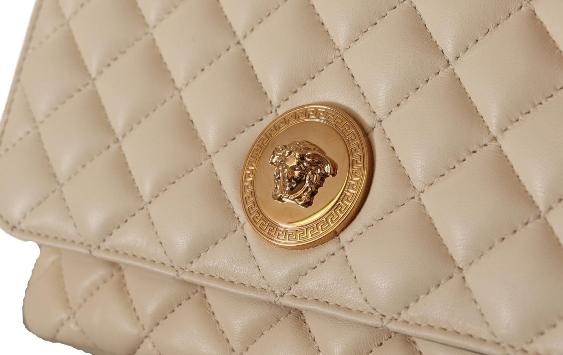 Versace Elegant White Nappa Leather Shoulder Bag - Sandy Store ByNet