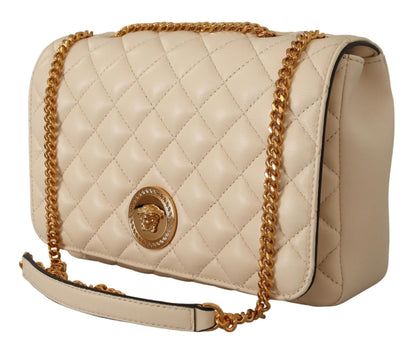 Versace Elegant White Nappa Leather Shoulder Bag - Sandy Store ByNet