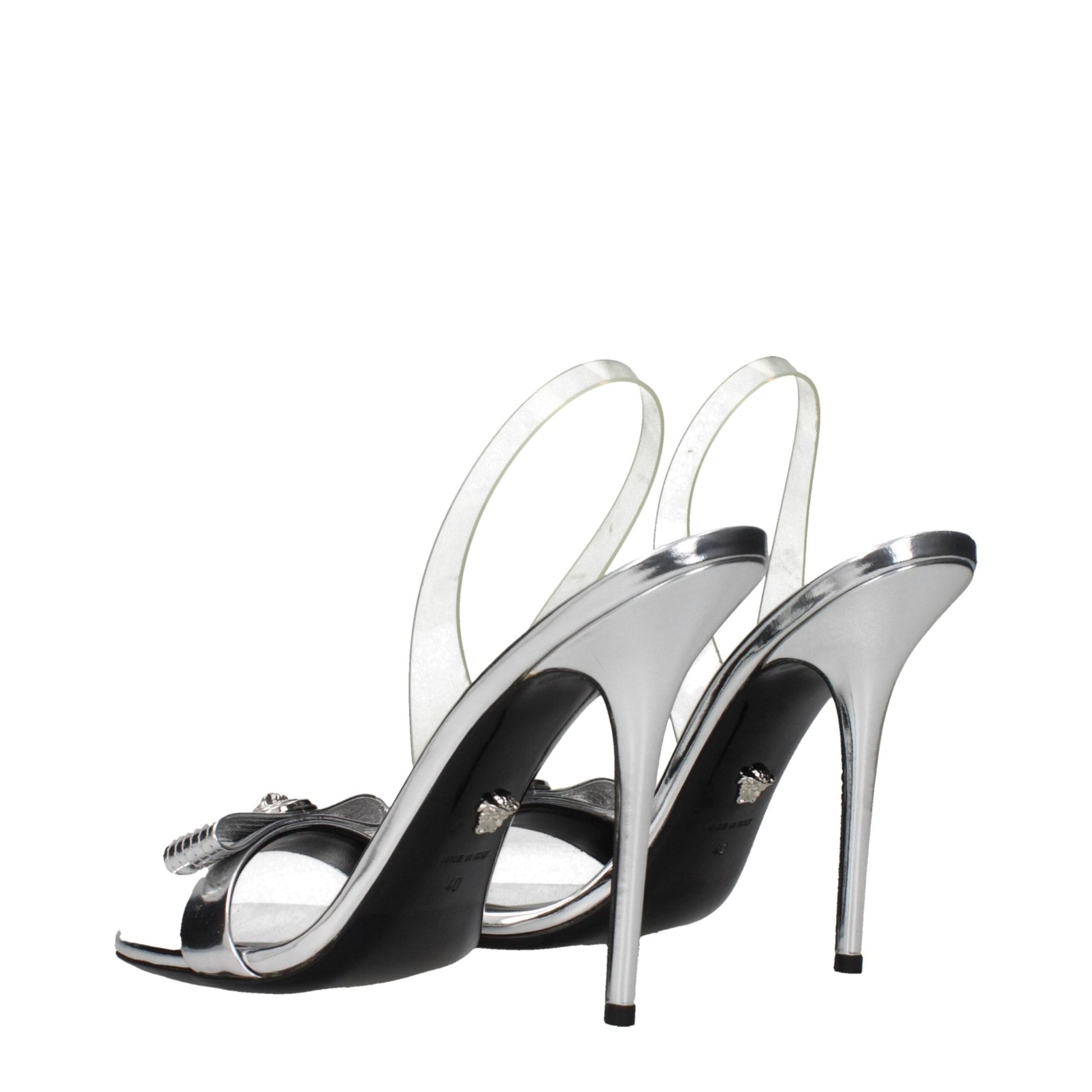 Versace Gray Leather Stiletto Heels Sandals – EU40/US10 par Versace | Disponible sur Sandy Store ByNet
