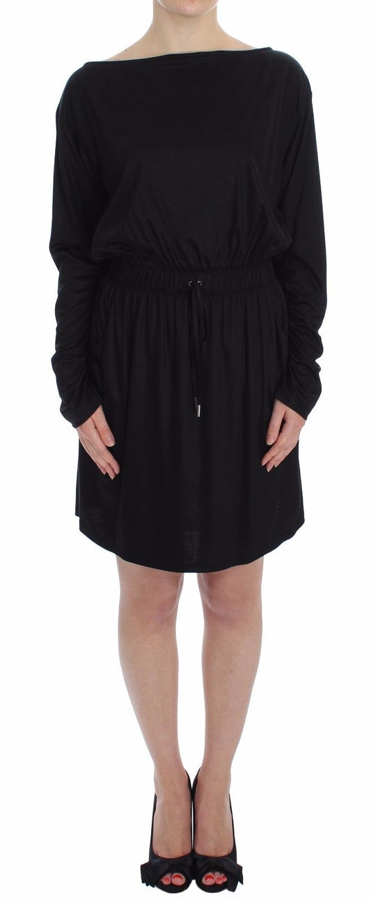Versace Jeans Elegant Black Silk Blend Shift Dress - Sandy Store ByNet