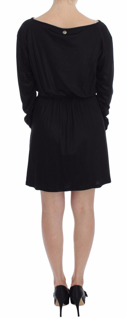 Versace Jeans Elegant Black Silk Blend Shift Dress - Sandy Store ByNet
