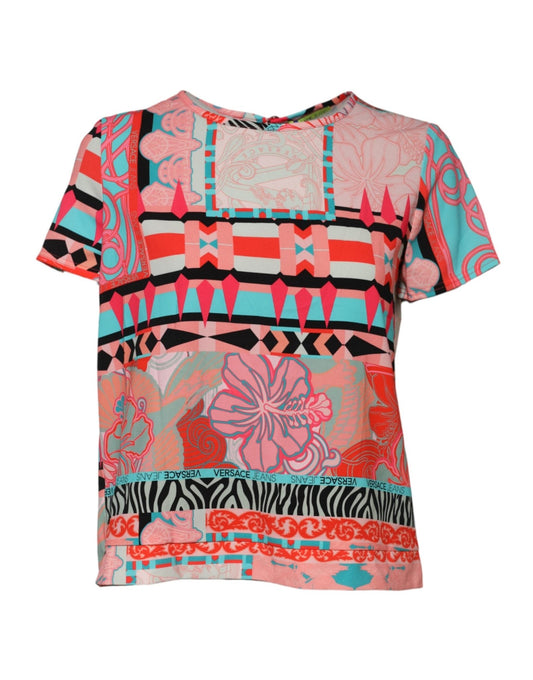 Versace Jeans Multicolor Print Short Sleeves Women Blouse Top – IT42|M par Versace Jeans | Disponible sur Sandy Store ByNet