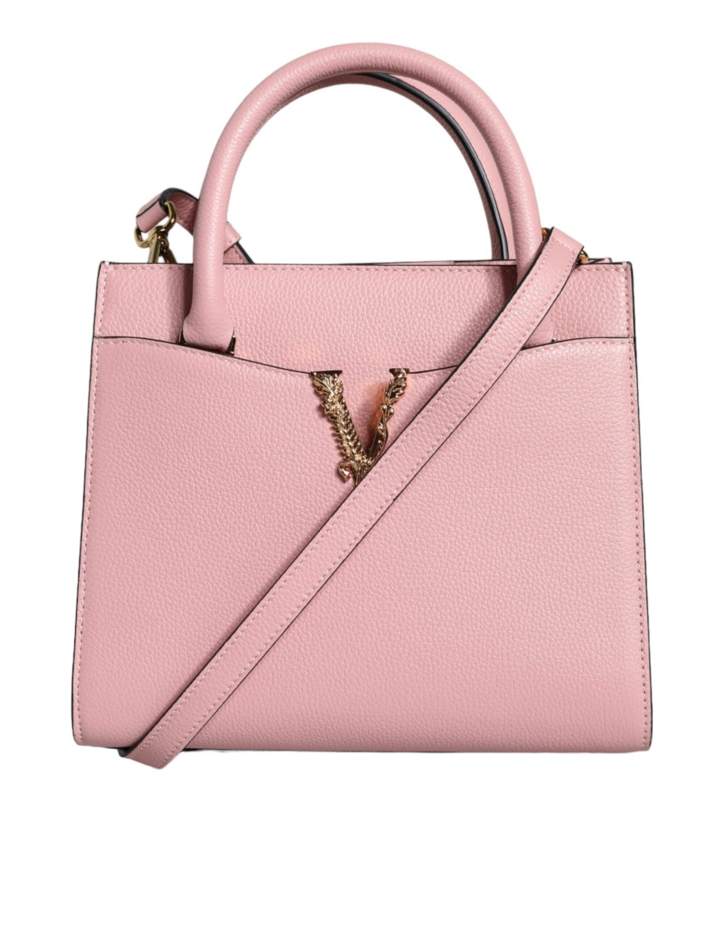 Versace Pink Small Top Handle Grainy Calf Leather Crossbody Bag - Sandy Store ByNet