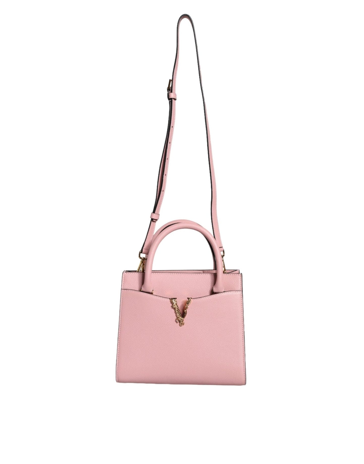 Versace Pink Small Top Handle Grainy Calf Leather Crossbody Bag - Sandy Store ByNet