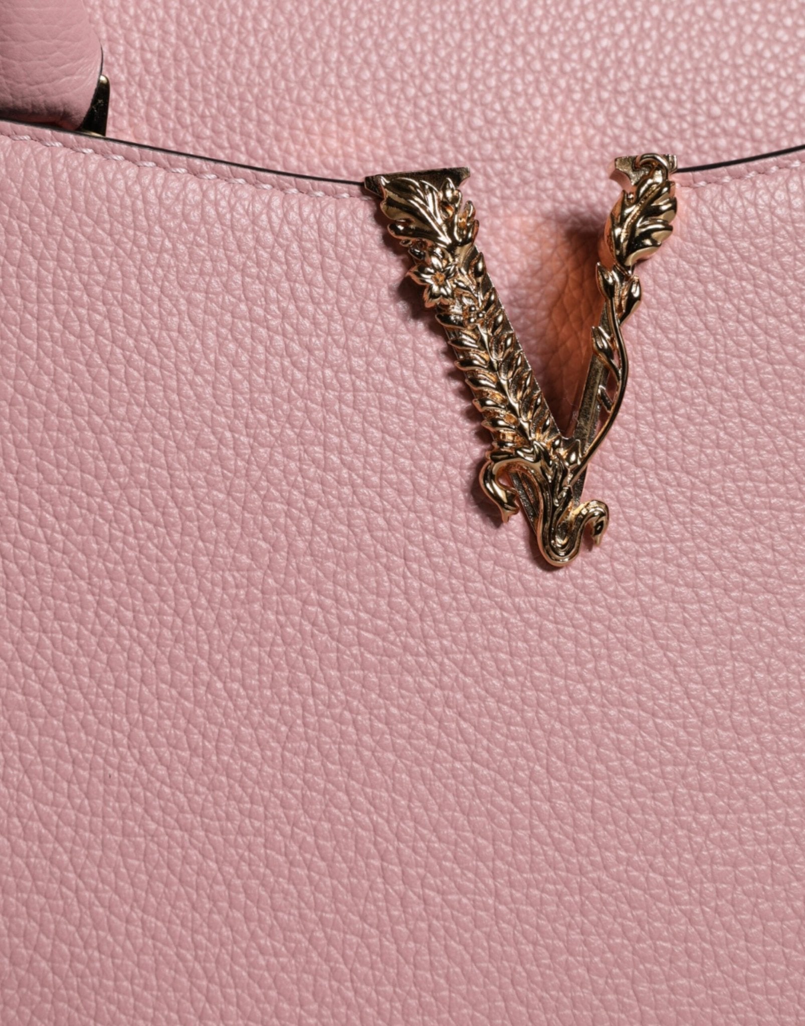 Versace Pink Small Top Handle Grainy Calf Leather Crossbody Bag - Sandy Store ByNet