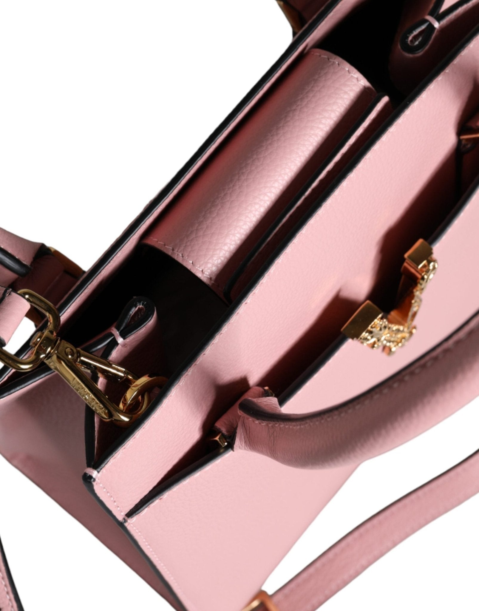 Versace Pink Small Top Handle Grainy Calf Leather Crossbody Bag - Sandy Store ByNet