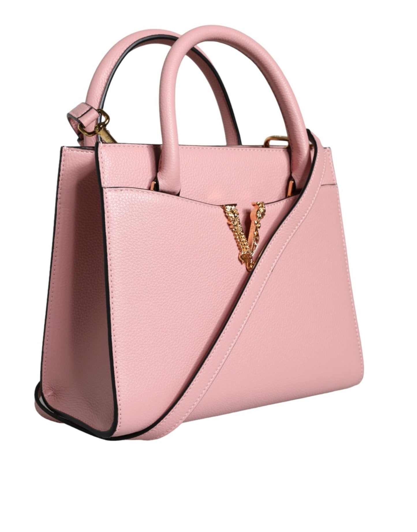 Versace Pink Small Top Handle Grainy Calf Leather Crossbody Bag - Sandy Store ByNet