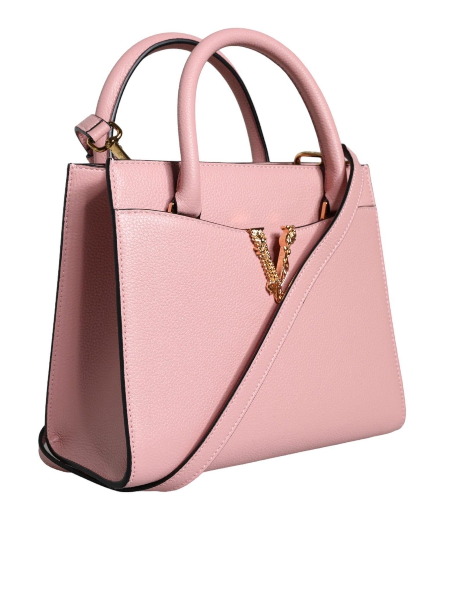 Versace Pink Small Top Handle Grainy Calf Leather Crossbody Bag - Sandy Store ByNet