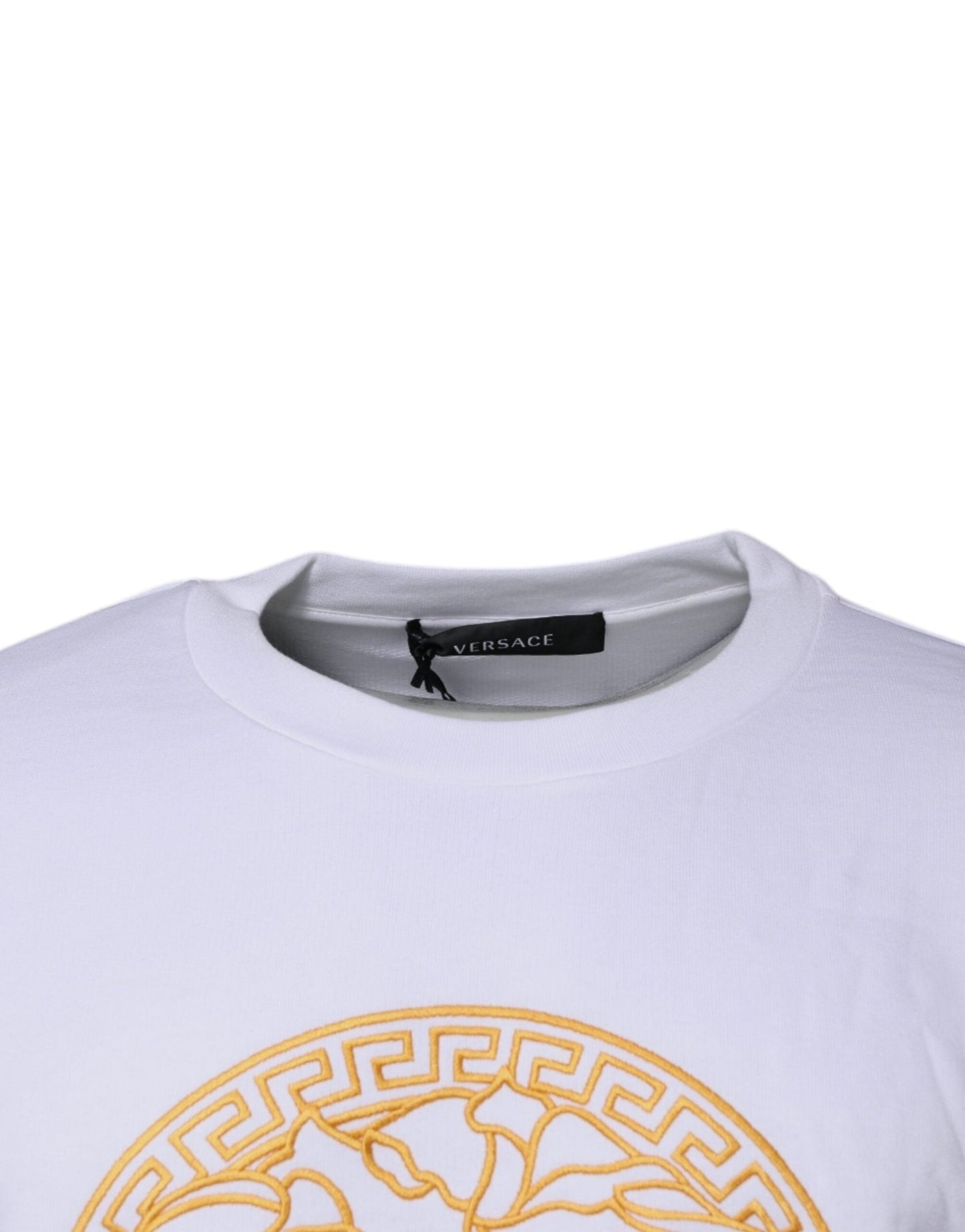 Versace White Medusa Embroidery Crew Neck Pullover Sweater - Sandy Store ByNet
