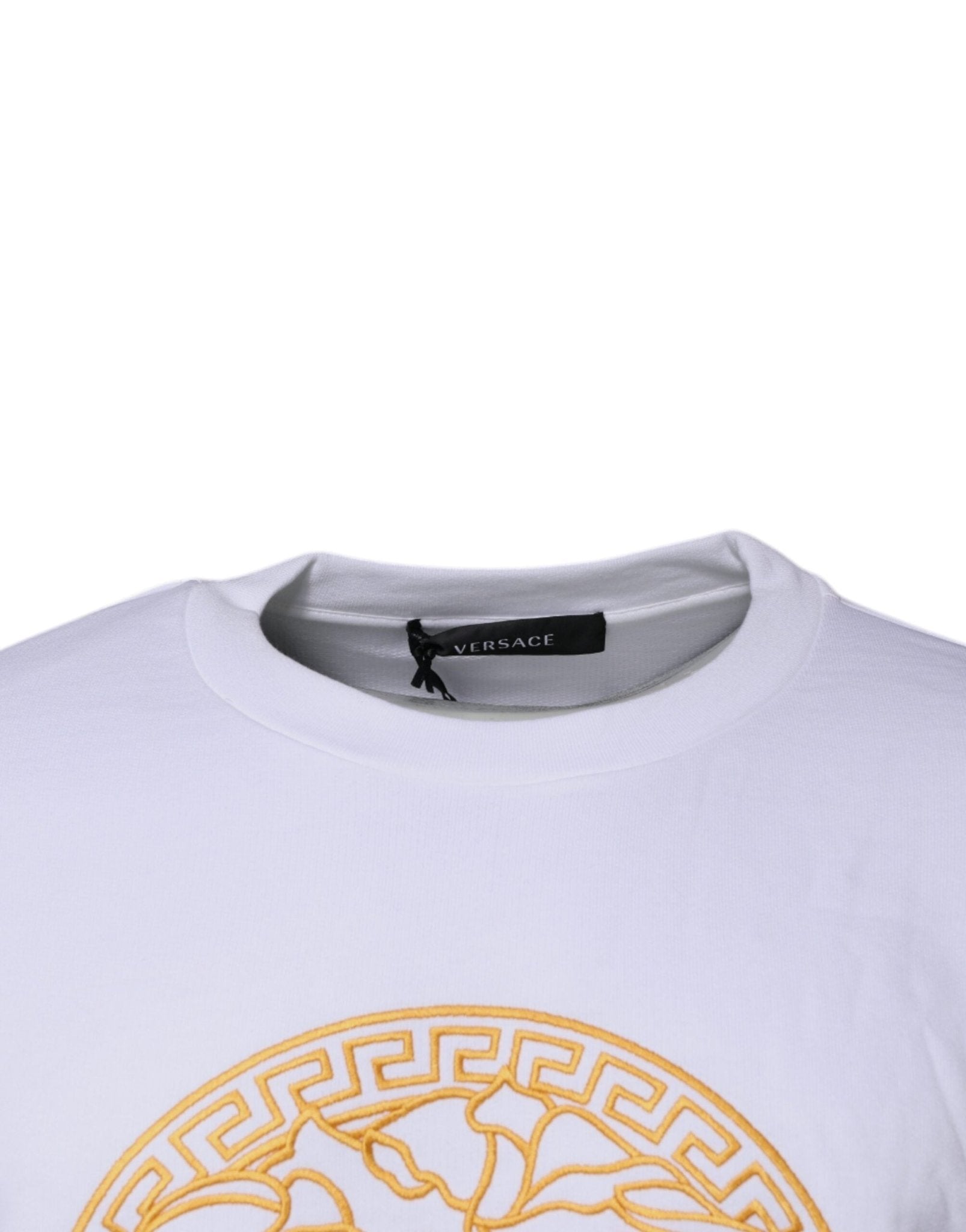 Versace White Medusa Embroidery Crew Neck Pullover Sweater - Sandy Store ByNet