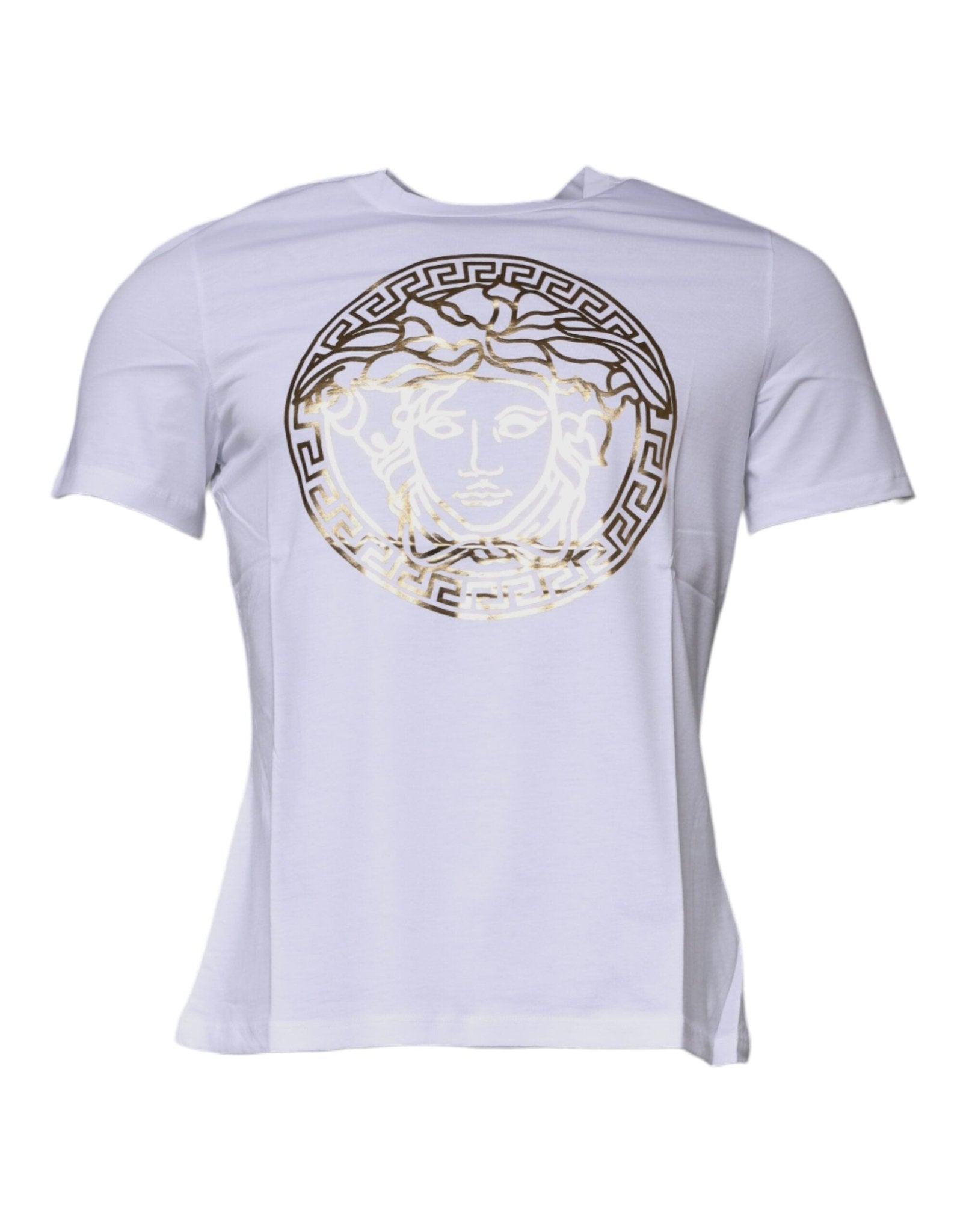 Versace White Medusa Print Cotton Crew Neck T-shirt - Sandy Store ByNet