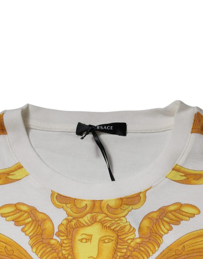 Versace White Medusa Print Cotton Crew Neck T-shirt - Sandy Store ByNet