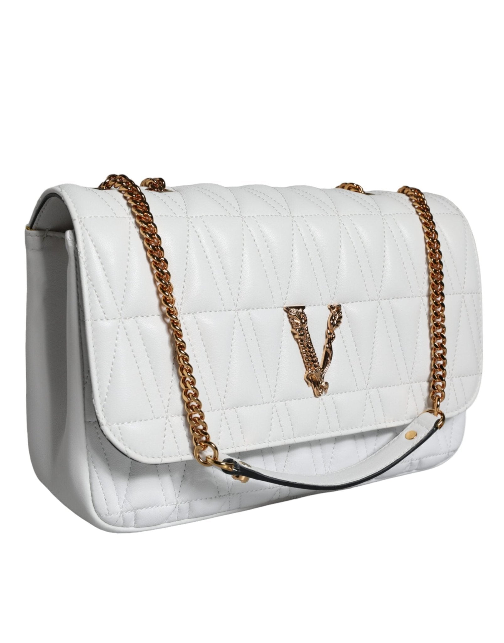 Versace White Mini Nappa Leather Crossbody Shoulder Bag - Sandy Store ByNet