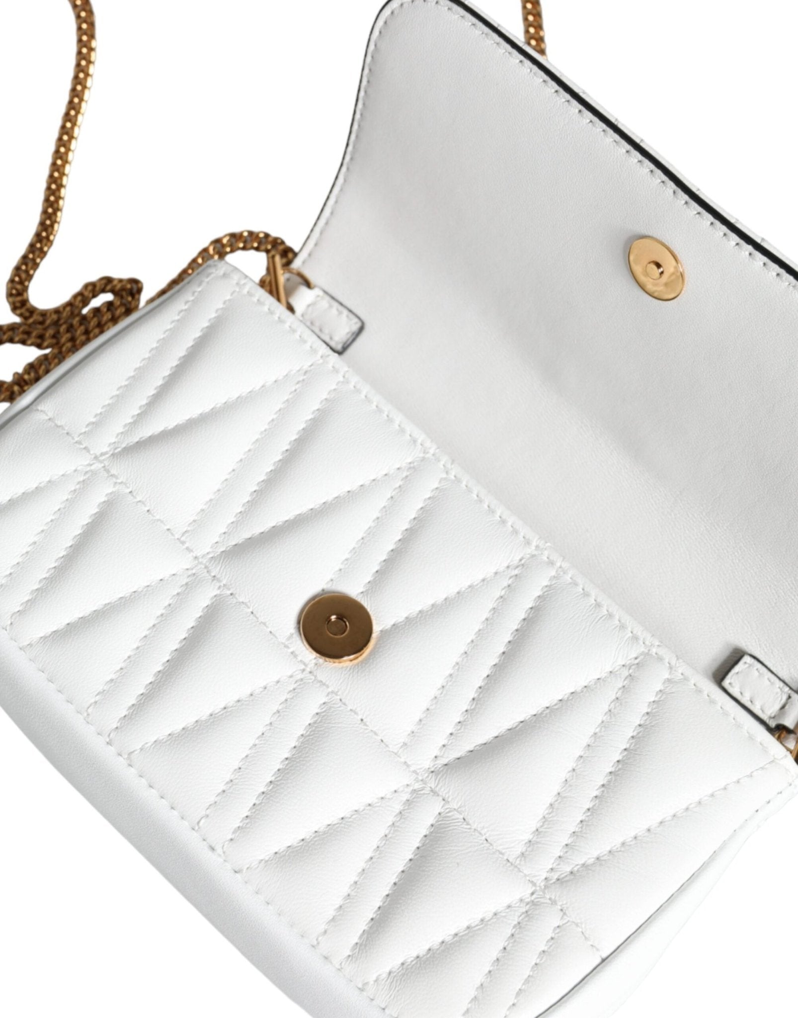 Versace White Quilted Nappa Leather Crossbody Shoulder Bag - Sandy Store ByNet