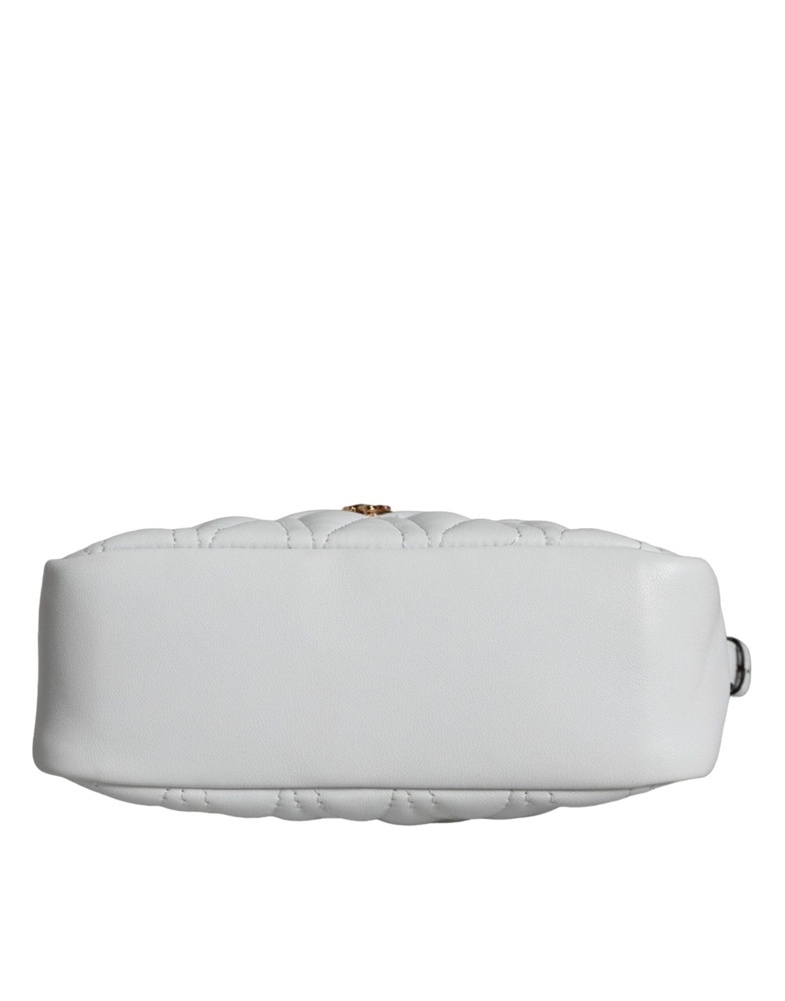 Versace White Quilted Nappa Leather Crossbody Shoulder Bag - Sandy Store ByNet