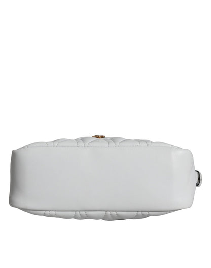 Versace White Quilted Nappa Leather Crossbody Shoulder Bag - Sandy Store ByNet