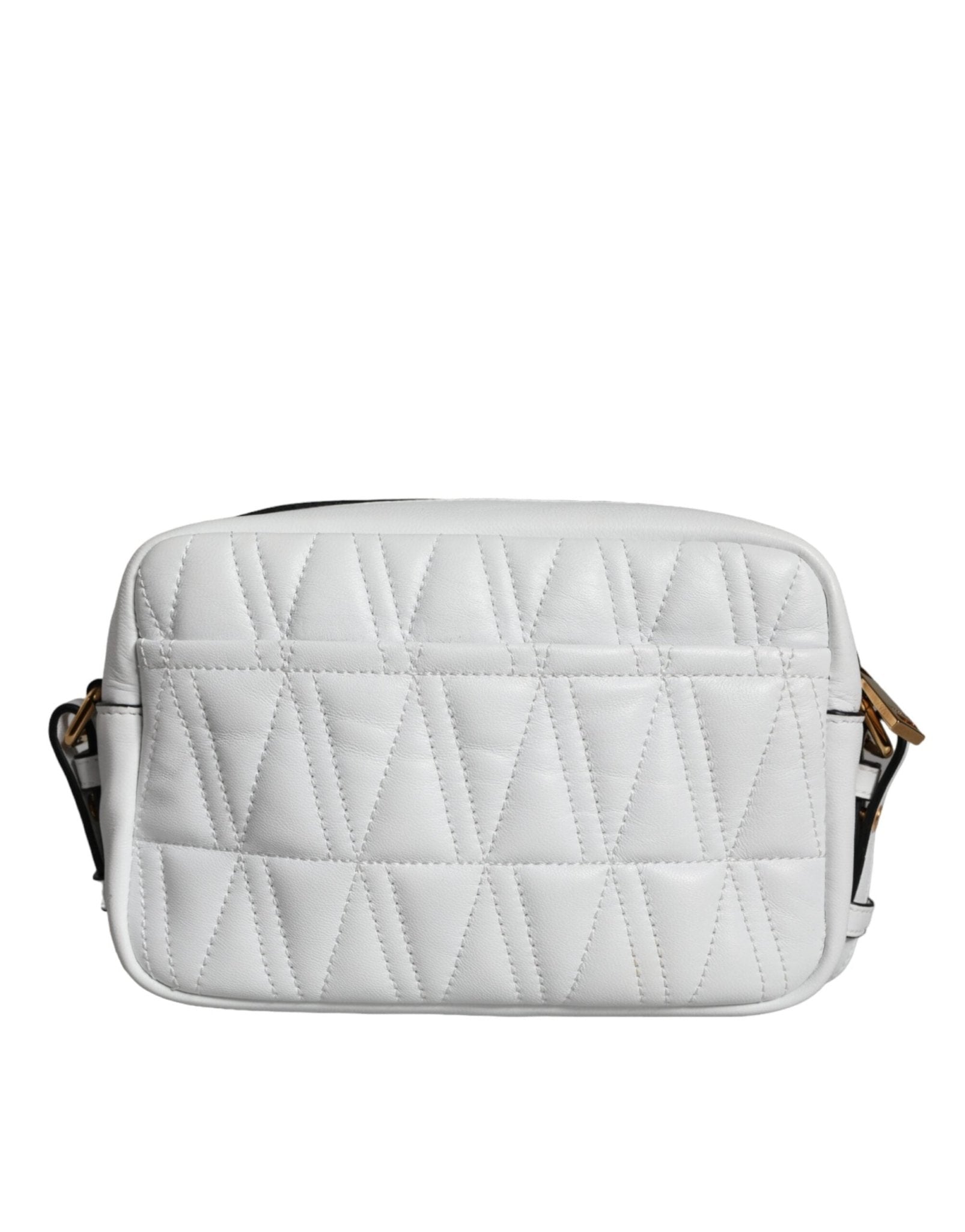 Versace White Quilted Nappa Leather Crossbody Shoulder Bag - Sandy Store ByNet