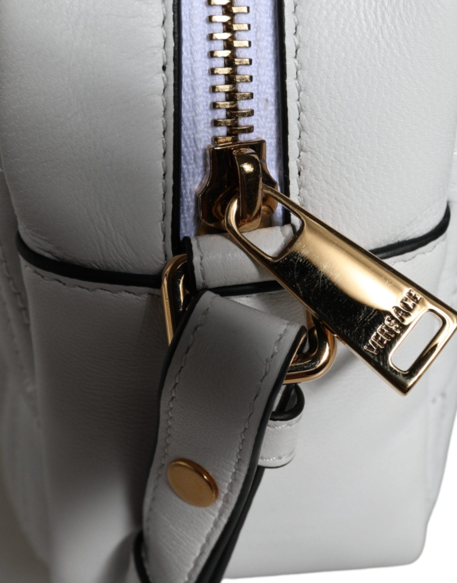 Versace White Quilted Nappa Leather Crossbody Shoulder Bag - Sandy Store ByNet