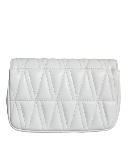 Versace White Quilted Nappa Leather Crossbody Shoulder Bag - Sandy Store ByNet