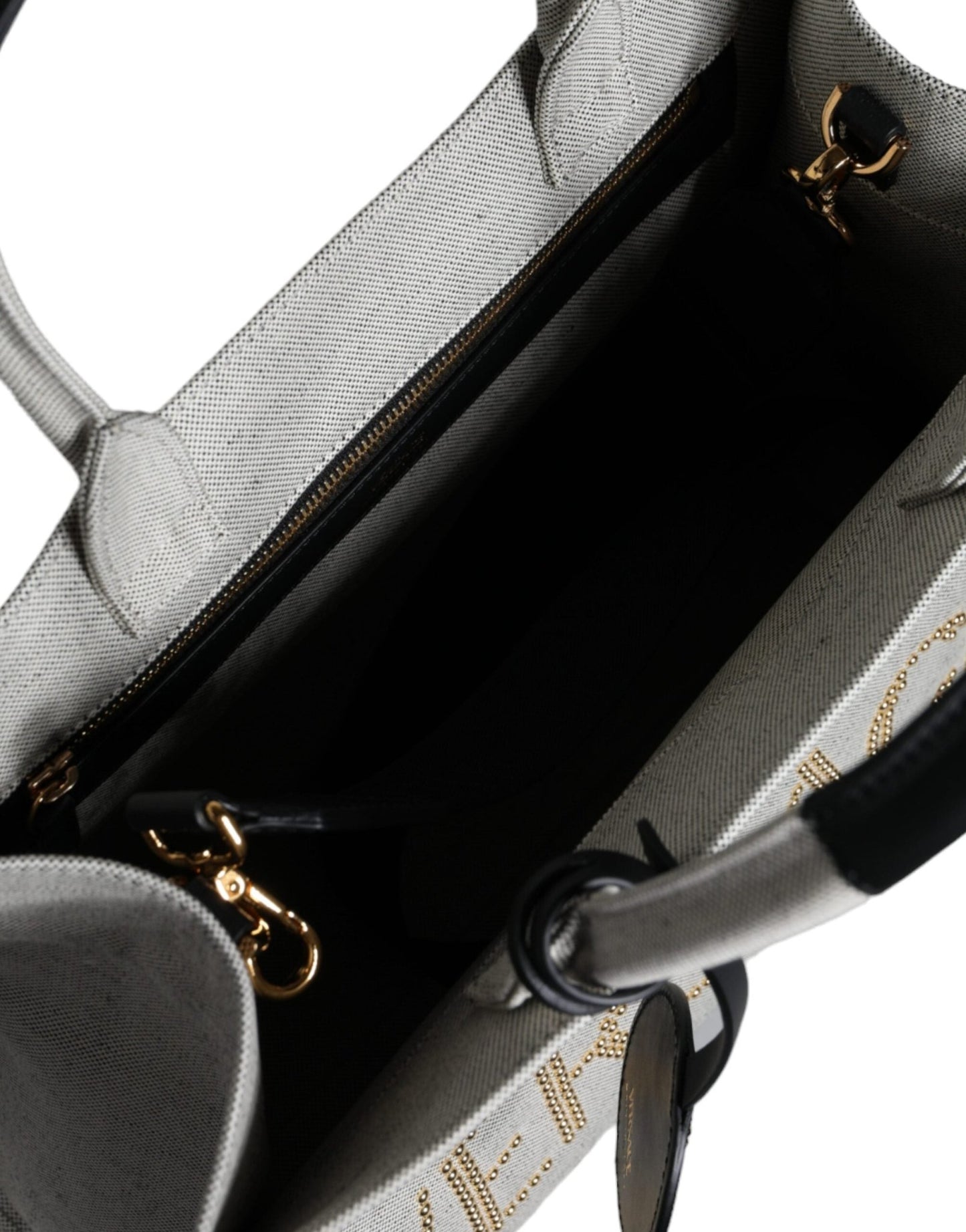 Versace White Top Handle Canvas Leather Logo Crossbody Tote Bag - Sandy Store ByNet