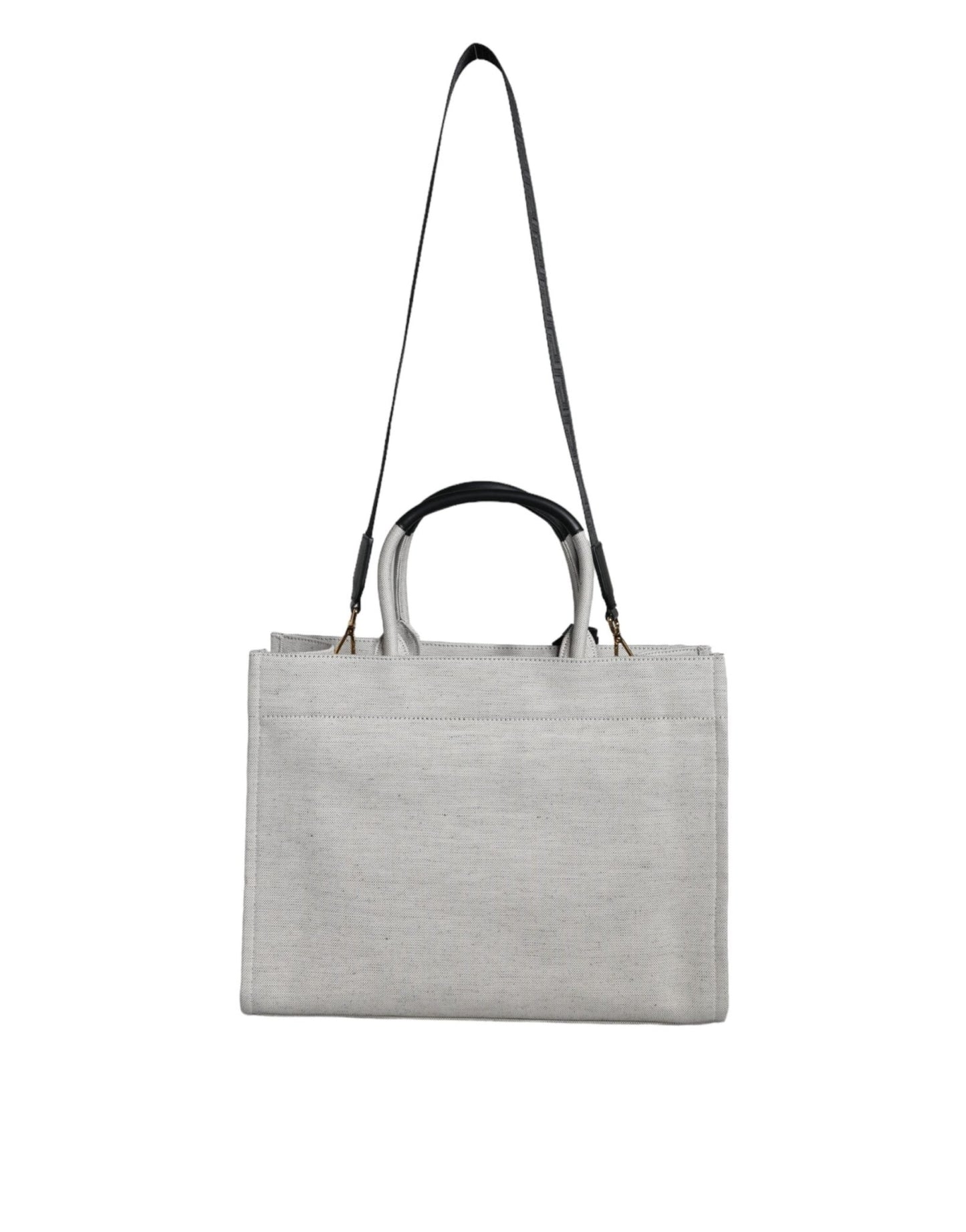 Versace White Top Handle Canvas Leather Logo Crossbody Tote Bag - Sandy Store ByNet