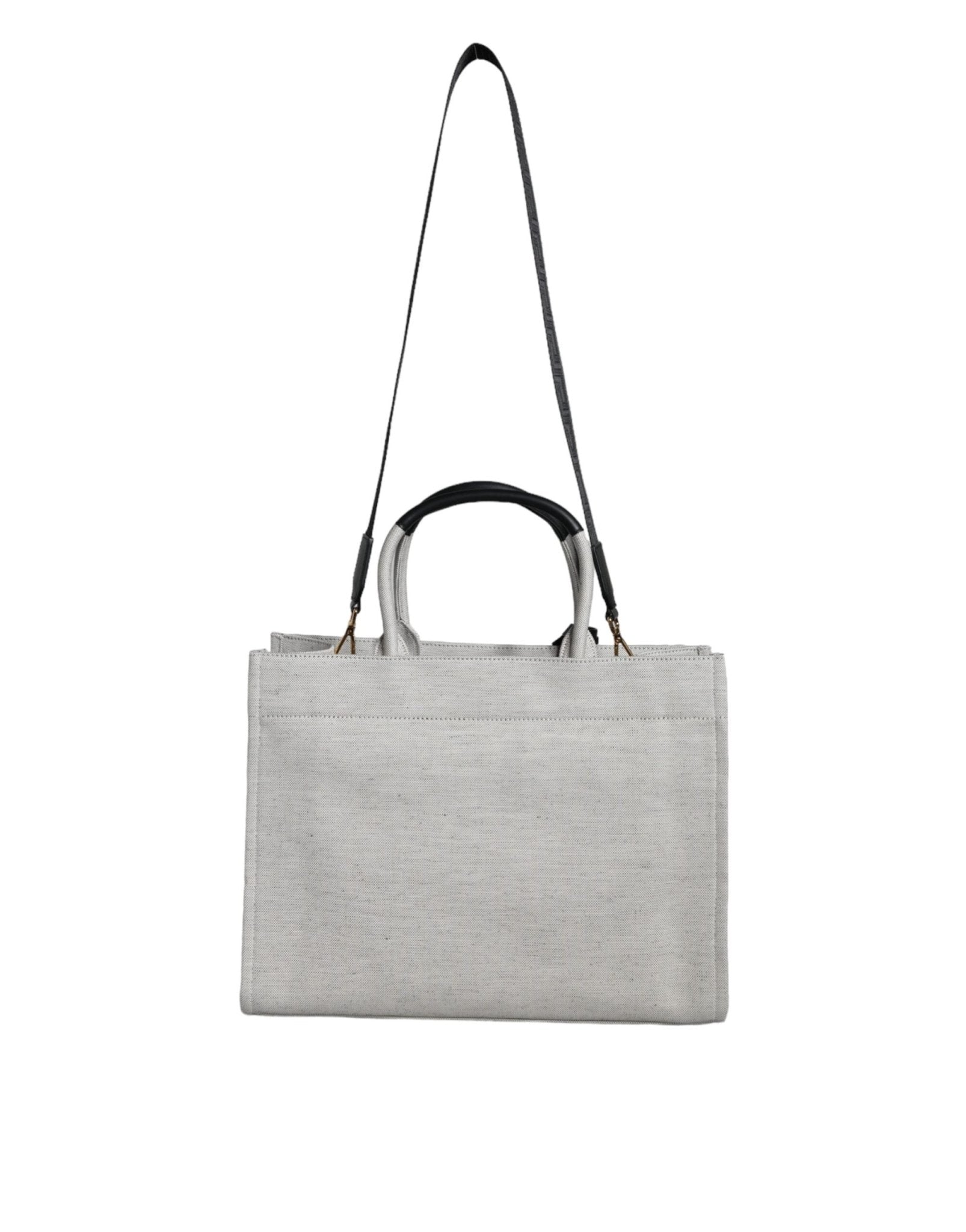 Versace White Top Handle Canvas Leather Logo Crossbody Tote Bag - Sandy Store ByNet