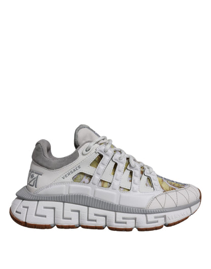 Versace White Trigreca Barocco Print Low Top Sneakers Shoes - Sandy Store ByNet