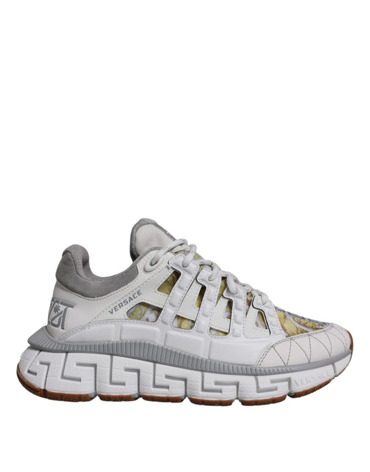 Versace White Trigreca Barocco Print Low Top Sneakers Shoes - Sandy Store ByNet