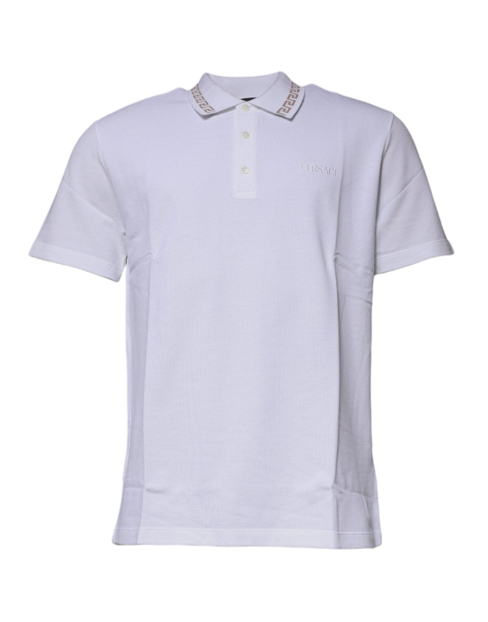 Versace White Viscose Collared Men Polo Short Sleeves T-shirt - Sandy Store ByNet