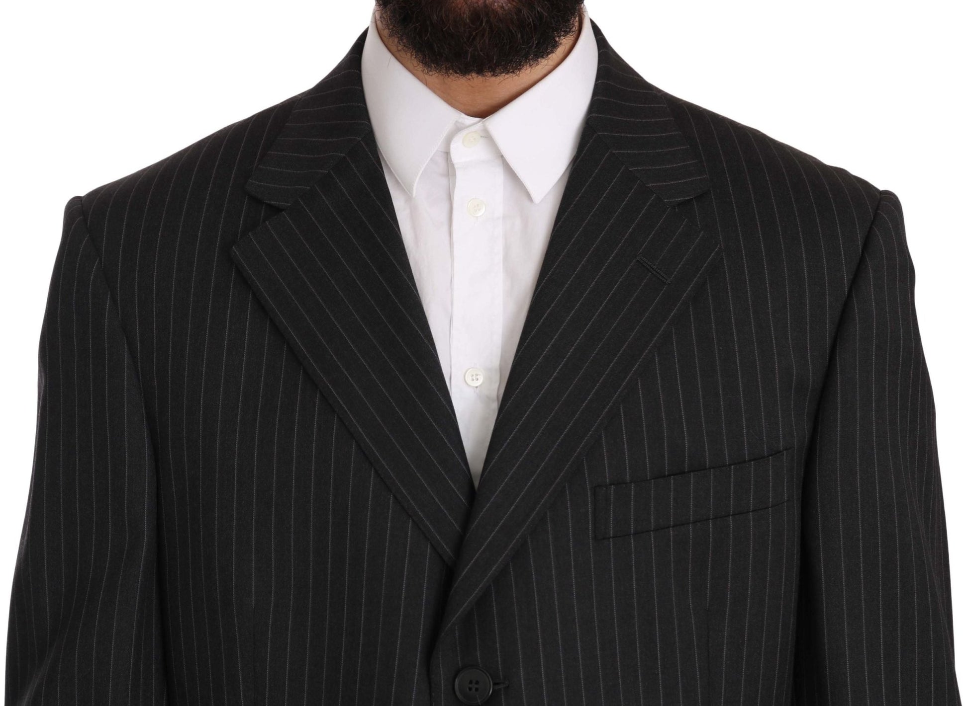 Z ZEGNA Elegant Black Striped Wool Suit - Sandy Store ByNet