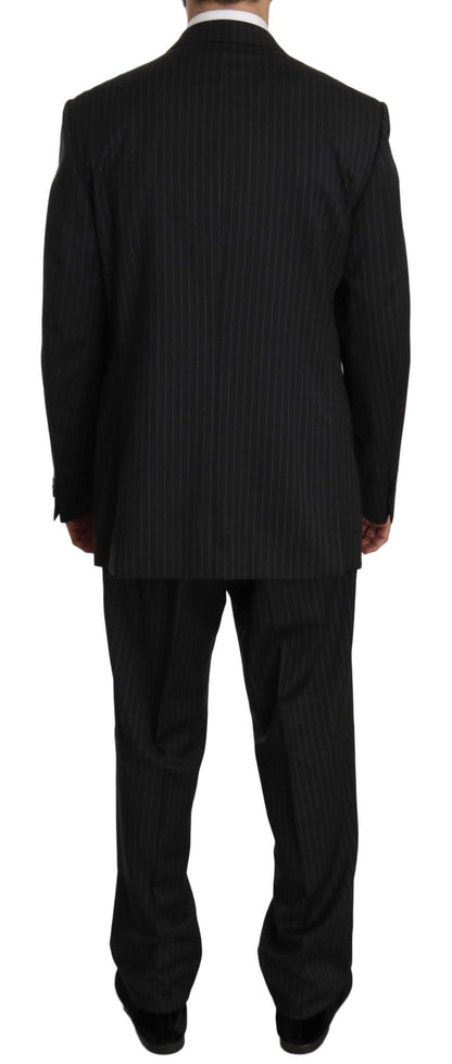 Z ZEGNA Elegant Black Striped Wool Suit - Sandy Store ByNet